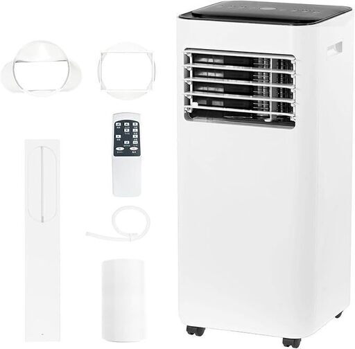 【取引相談中】2024年 Kuraca スポットクーラー スポットエアコン 2.2KW 工事不要 移動式 冷風 送風 除湿 おやすみモード ノンドレン式 24Hタイマー機能 2階段風量 小型 リモコン対応 キャスター付き