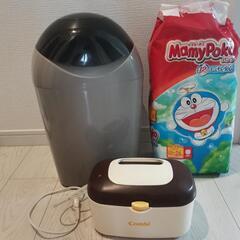 combiのおむつゴミ箱、combiのおしり拭き、マミーポコ24...