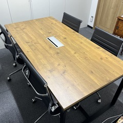 【4人用 会議セット】メティオ2.0 古木調 ミーティングテーブ...