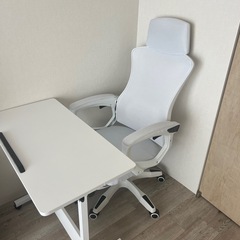 ①【状態良好】昇降デスク、チェアーセット　机椅子セット