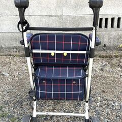 【終】【G528】Tacaof/シルバーカー/スタンダードタイプ/テイコブ/ST07/格子紺/幸和製作所/手押し車/歩行補助/折りたたみの画像