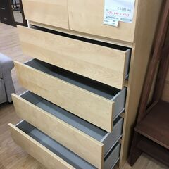 ★ジモティ割あり★  タンス　5段 ナチュラル W80×D48×H123 クリーニング済み SJ6874の画像