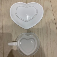 美品 ホワイト ハート ティーカップ ソーサー セット コーヒーカップ マグの画像