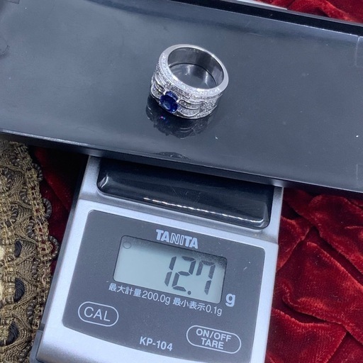 pt900 プラチナ900 サファイヤ　ダイヤ　リング　12.7g