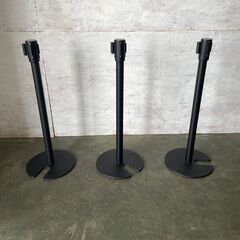 ベルトポールパーテーション 3本セット イベント 什器 店舗用品 ブラック 展示会 ① Y0224の画像