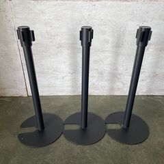 ベルトポールパーテーション 3本セット イベント 店舗用品 ブラック 展示会 ① Y0227の画像
