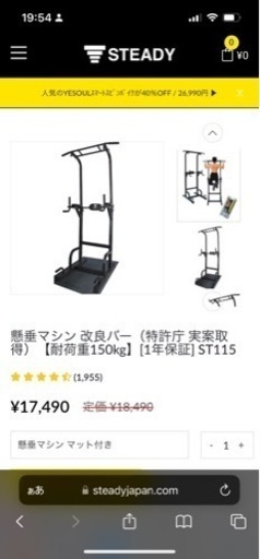 steady ぶら下がり健康器具　懸垂マシン➕4000円補助ゴム付