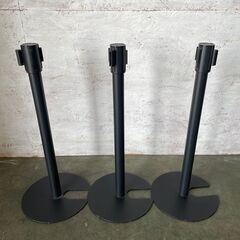 ベルトポールパーテーション 3本セット イベント 店舗用品 ブラック 展示会 ② Y0228の画像