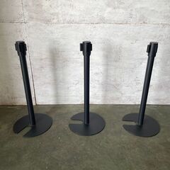 ベルトポールパーテーション 3本セット イベント 店舗用品 ブラック 展示会 ② Y0228の画像