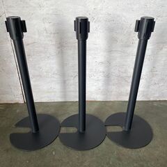 ベルトポールパーテーション 3本セット イベント 店舗用品 ブラック 展示会 ② Y0228の画像