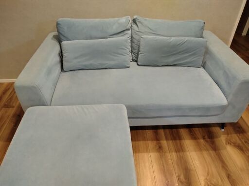 スモーキーブルー　ソファ三人掛け