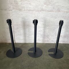 ベルトポールパーテーション 3本セット イベント 店舗用品 ブラック 展示会 ③ Y0229の画像