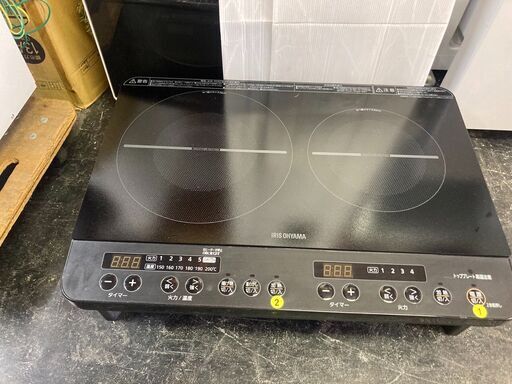 ☆中古￥8,800！IRIS OHYAMA　2口IHガスコンロ　家電　IHK-W13S-B型　2022年製　【BH109】