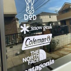 【新品未使用品】アウトドア　カッティングステッカー６種類　DOD mont-bell　CHUMS　ザ・ノース・フェイス　Helinox　Patagonia　チャムス　ヘリノックス　モンベル訳あり品の画像