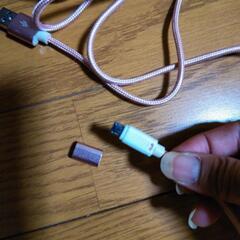 USB micro 充電コード ピンク2m ナイロンの画像