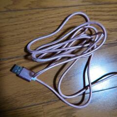 USB micro 充電コード ピンク2m ナイロンの画像