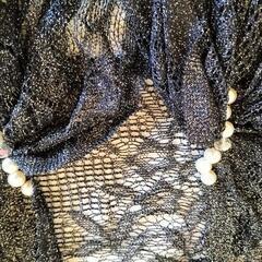 お値引き可✨黒ラメショールパール飾り付きの画像