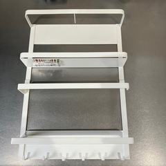 山崎実業(Yamazaki) マグネット 冷蔵庫サイドラック ホワイト 約W24.5×D6.5×H34cm プレート Plate キッチンラック キッチンペーパーホルダーの画像