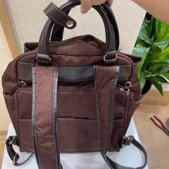目々澤鞄　リュック　ブラウン×ブラック　2way　ビジネスバッグ　レディースの画像