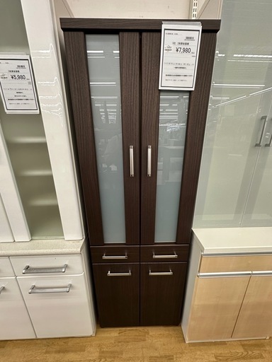 【ドリーム川西店御来店限定】2枚扉食器棚／クリーニング済み 【2001245255600658】