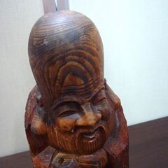 木彫 木彫り 木像 天然木 福禄寿 杖欠品 置物 オブジェ 縁起物 高さ 約41cm 中古 札幌市東区 新道東店の画像