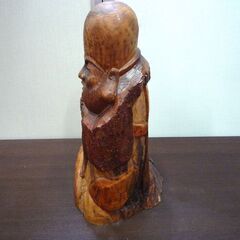 木彫 木彫り 木像 天然木 福禄寿 杖欠品 置物 オブジェ 縁起物 高さ 約41cm 中古 札幌市東区 新道東店の画像