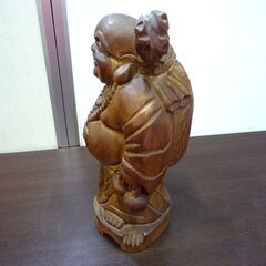 木彫 木彫り 木像 天然木 布袋様 布袋尊 置物 オブジェ 縁起物 高さ 約37cm 中古 札幌市東区 新道東店の画像