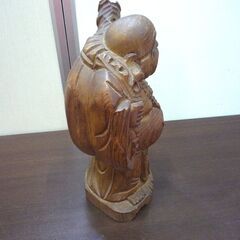 木彫 木彫り 木像 天然木 布袋様 布袋尊 置物 オブジェ 縁起物 高さ 約37cm 中古 札幌市東区 新道東店の画像