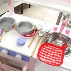 おままごとキッチン オープンキッチン 小物付き ピンク/ホワイト/パープル 木製 ミニキッチン☆ 札幌市 北区 屯田 の画像