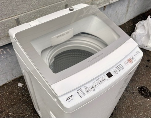 札幌市内配送可 【6ヵ月保証付き】美品 22年製 AQUA アクア 7kg 全自動洗濯機 AQW-P7N クリアガラストップ