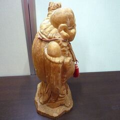 布袋様 置物 オブジェ 縁起物 木彫 木彫り 木像 天然木 布袋尊 高さ 約43cm シミヒビアリ 中古 札幌市東区 新道東店の画像