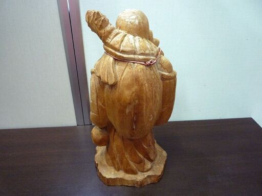 布袋様 置物 オブジェ 縁起物 木彫 木彫り 木像 天然木 布袋尊 高さ 約43cm シミヒビアリ 中古 札幌市東区 新道東店