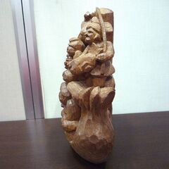 置物 オブジェ 縁起物 木彫 木彫り 木像 天然木 七福神 宝船 高さ 約29cm 中古 札幌市東区 新道東店の画像