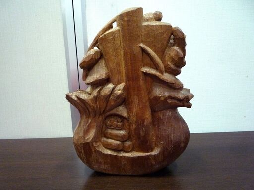 置物 オブジェ 縁起物 木彫 木彫り 木像 天然木 七福神 宝船 高さ 約29cm 中古 札幌市東区 新道東店