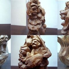 置物 オブジェ 縁起物 木彫 木彫り 木像 天然木 七福神 宝船 高さ 約29cm 中古 札幌市東区 新道東店の画像