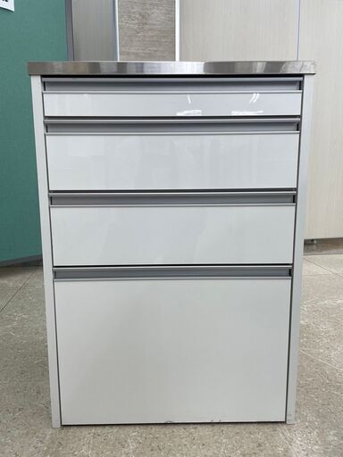 店長特別値引き★ジモティ割あり★  レンジ台 白 H85×D45.5×W60.5 クリーニング済み TJ8240