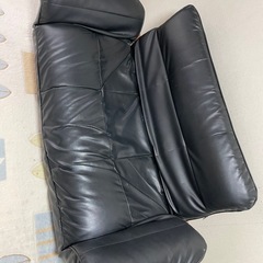 【美品】　ソファー　ソファ　黒　革　マット　座椅子
