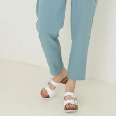  厚底 ダブルベルト ウェッジ コンフォートサンダル （ホワイト）
  の画像