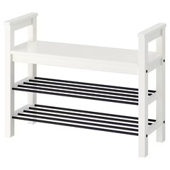 IKEA　ベンチ 靴収納付き, ホワイト, 椅子　85x32x65 cmの画像