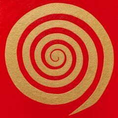 油絵原画●『金の渦巻き』がんどうあつし絵画F4キャンバス作品明るい元気エネルギーの画像