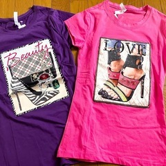 未使用タグ付き　キラキラビジューデコレーションTシャツ