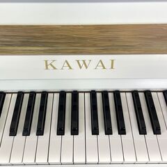 リフレッシュ済み中古ピアノ　カワイNo20 白オリジナル仕上/木目装飾　新品コルグ消音キット付の画像