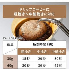 【新品】 コーヒーグラインダー 粗挽き 中挽き 安全設計 コーヒー豆の画像