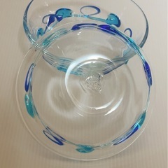 【美品】琉球ガラスの器2枚組☆素麺やデザートに🍨の画像