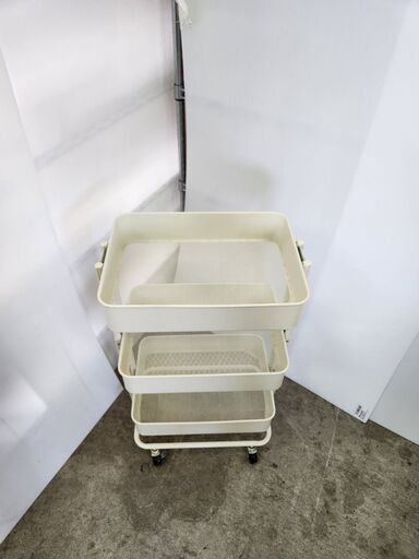 【D-236】三段子供用収納ラックorキッチンラック 中古 激安 ホワイトカラー