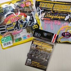 ミニパワーイソメ中、TETRAWORKSワーム、スナイプヘッドセット