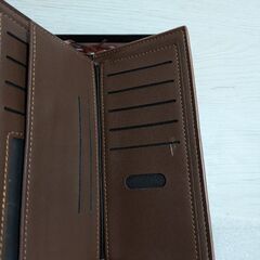 【訳アリ】 長財布 ブラウン メンズ ビジネス 紳士  カード15枚収納の画像