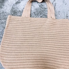 ニット トートバッグ ベージュ