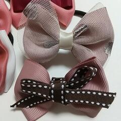 リボンヘアゴム  ピンクセットの画像