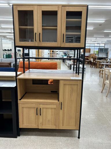 店長特別値引き★ジモティ割あり★  レンジボード ライトブラウン H182.5×D40×W93.6 クリーニング済み TJ8267